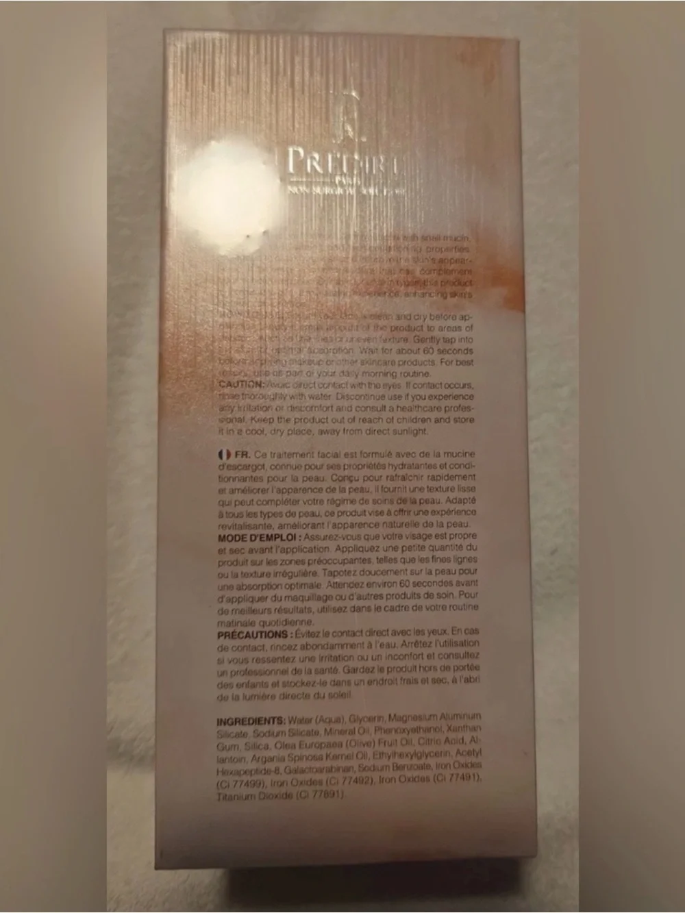 PP Snail Mucin Instant 60 Second Wrinkle Remover ~ Retail $1400